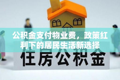 松江公积金支付物业费，政策红利下的居民生活新选择